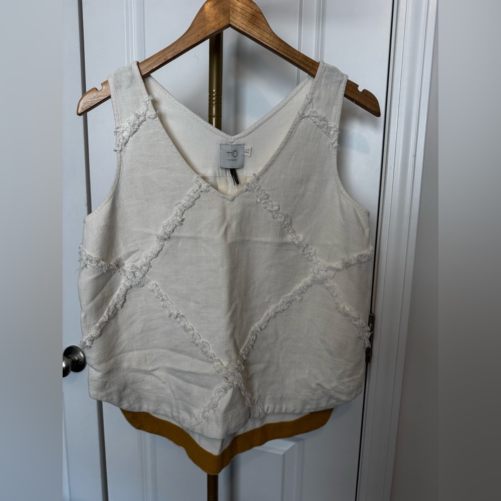Anthropologie HD in Paris Cream Textured V-Neck Camisole